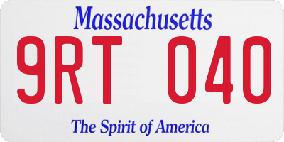 MA license plate 9RT040