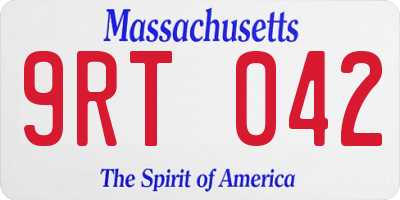 MA license plate 9RT042