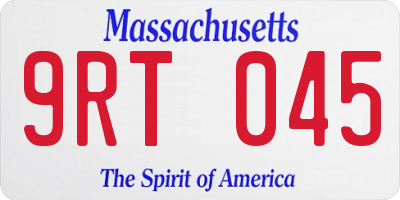 MA license plate 9RT045