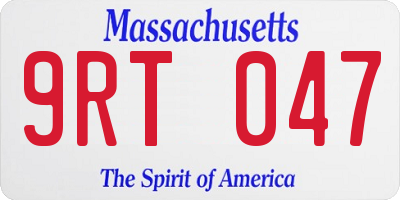 MA license plate 9RT047