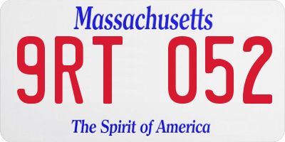 MA license plate 9RT052