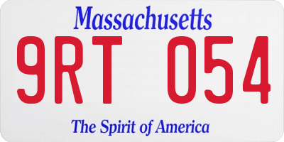 MA license plate 9RT054