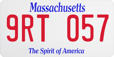 MA license plate 9RT057