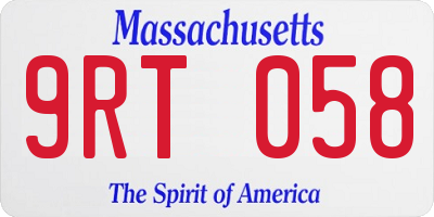 MA license plate 9RT058