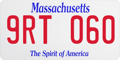 MA license plate 9RT060