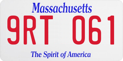 MA license plate 9RT061