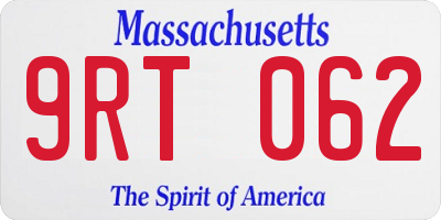 MA license plate 9RT062