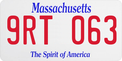MA license plate 9RT063