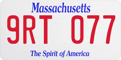 MA license plate 9RT077