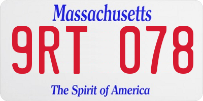MA license plate 9RT078
