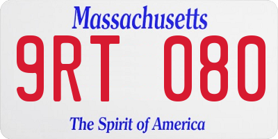 MA license plate 9RT080
