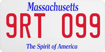 MA license plate 9RT099