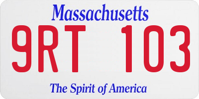 MA license plate 9RT103