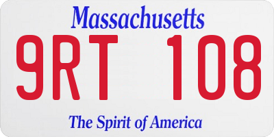 MA license plate 9RT108