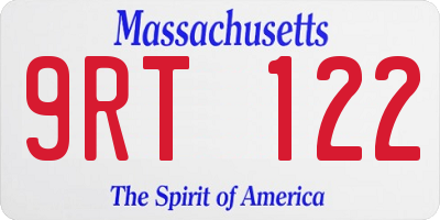 MA license plate 9RT122