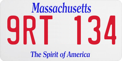 MA license plate 9RT134