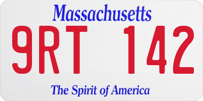 MA license plate 9RT142