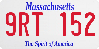 MA license plate 9RT152