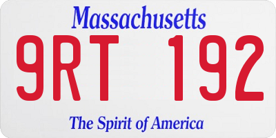MA license plate 9RT192