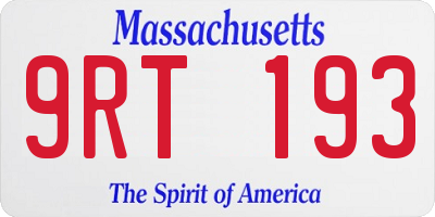 MA license plate 9RT193