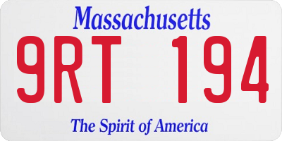 MA license plate 9RT194