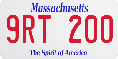 MA license plate 9RT200
