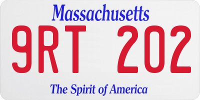 MA license plate 9RT202