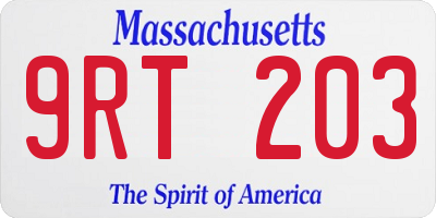 MA license plate 9RT203