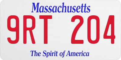 MA license plate 9RT204