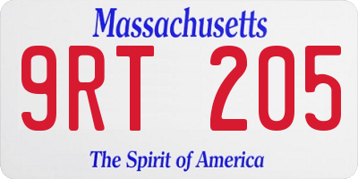 MA license plate 9RT205