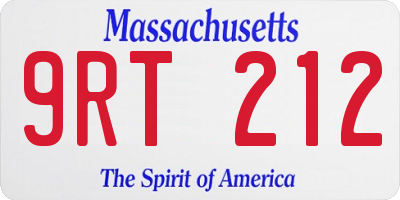 MA license plate 9RT212