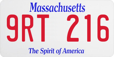 MA license plate 9RT216
