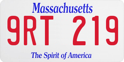 MA license plate 9RT219
