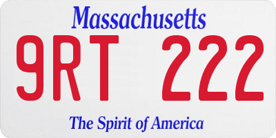 MA license plate 9RT222