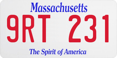 MA license plate 9RT231