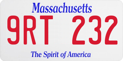 MA license plate 9RT232
