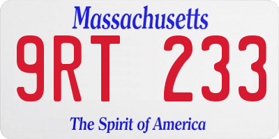 MA license plate 9RT233