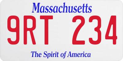 MA license plate 9RT234