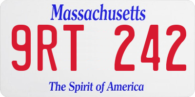 MA license plate 9RT242