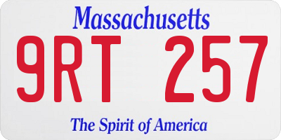 MA license plate 9RT257