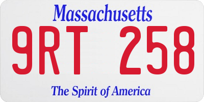MA license plate 9RT258