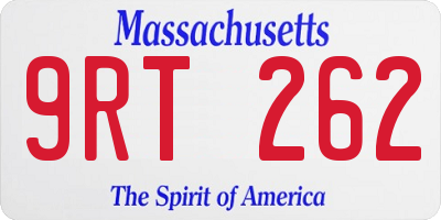 MA license plate 9RT262
