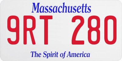 MA license plate 9RT280