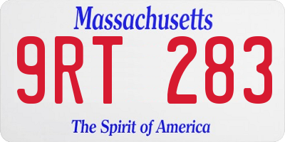 MA license plate 9RT283