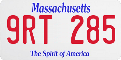 MA license plate 9RT285