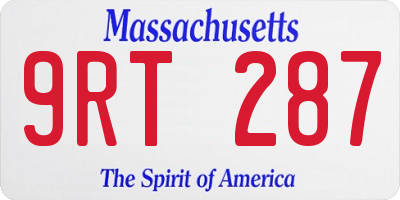 MA license plate 9RT287