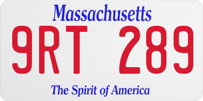 MA license plate 9RT289