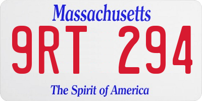 MA license plate 9RT294