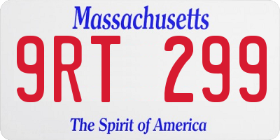 MA license plate 9RT299