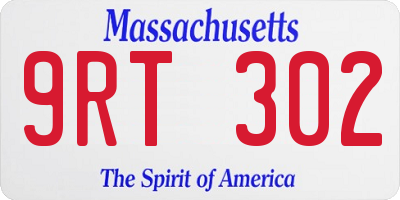 MA license plate 9RT302